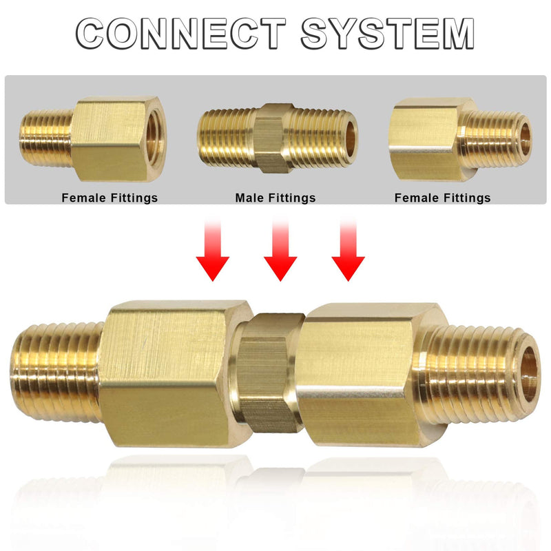 [Australia - AusPower] - KOOTANS 1/4 NPT x 1/4 NPT Male Solid Brass Hex Nipples, Heavy Brass Pipe Adapter Fittings Equal Nipples Connectors 4Pieces 1/4 NPT x 1/4 NPT (O.D x O.D: 1/2'' x 1/2'') 