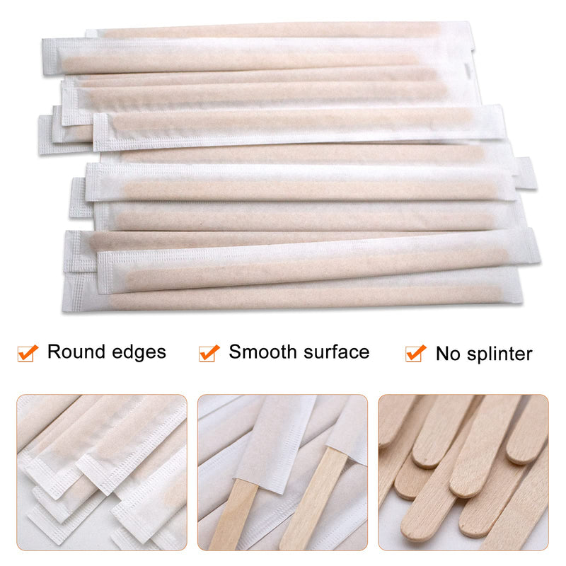 [Australia - AusPower] - BLUE TOP Individually Paper Wrapped Wooden Coffee Stirrers 4.3 Inch Pack 1000, Disposable Wood Sticks for Coffee/Tea/Hot Beverage/Hot Chocolate/Cold Drinks, Wood Blenders for Butter Sugar,Craft Stick Individually Wrapped 4.3 inch 500 PCS 