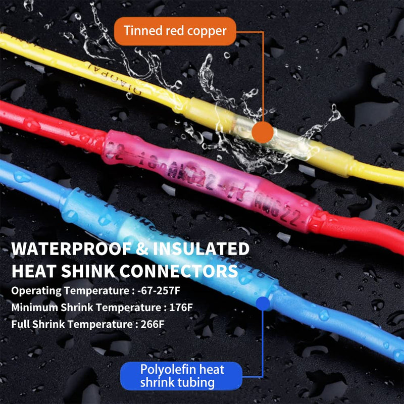 [Australia - AusPower] - 66 Pcs Heat Shrink Butt Connectors Kit, Insulated Waterproof Electrical Marine Automotive Wire Crimp Splice Terminals, Butt Connectors 66Pcs Kit 