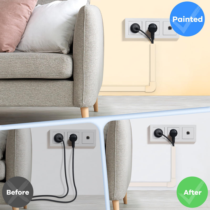 [Australia - AusPower] - 125.6in Cord Hider Kit, Wire Hiders for TV on Wall, Paintable Cable Management Kit, Wire Cover for Wall Mount TV, Hide Wires Along Wall, Beige Cord Cover Wall Wire Management, 8xL15.7in W0.95inH0.55in Medium 