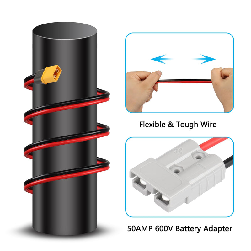 [Australia - AusPower] - SinLoon 50AMP 600V Battery Adapter Cable 10AWG ADS Plug Connector to XT60 Male Cable 11.8inch (30CM XT60 Male) 