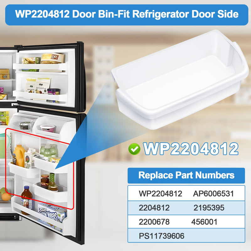 [Australia - AusPower] - UPGRADED WP2204812 Refrigerator Door Shelf Bin Replacement Compatible With Whirlpool Refrigerator Door Shelf, 2204812 Shelf for Kenmore Refrigerator Parts AP6006531 PS11739606 WRT311FZBM00 Door Shelf 