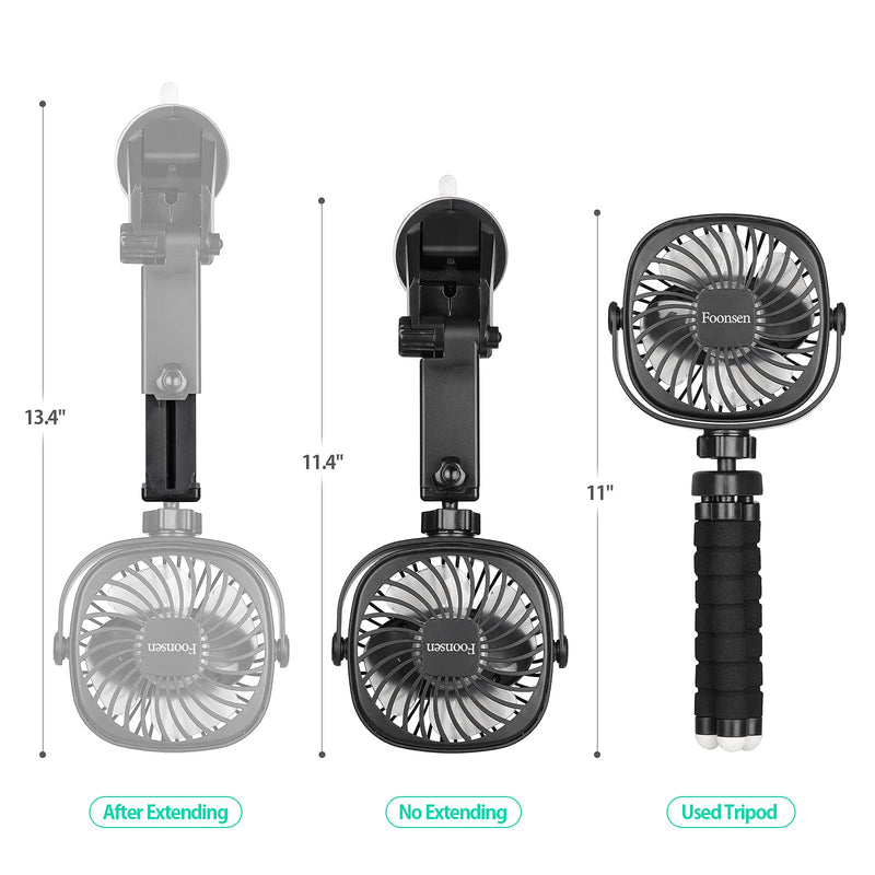 [Australia - AusPower] - Foonsen Rechargeable USB Stroller Fan, Portable Car Fan, Car Seat Fan, Desk Fan, Flexible Tripod Clip on Bed, Bike, and Crib, Battery Powered 
