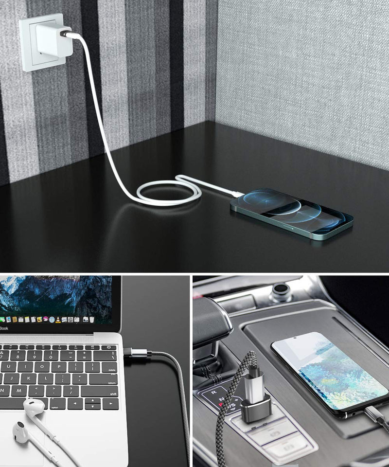 [Australia - AusPower] - USB C Female to USB A Male Adapter 4 Pack,Type C Power Charger Cable Connector for Apple Watch iWatch Series 7 SE,iPhone 11 12 13 Pro Max Mini,Airpods iPad 8 9,Samsung Galaxy Note 10 20 S20 S21 S22 22 Black 