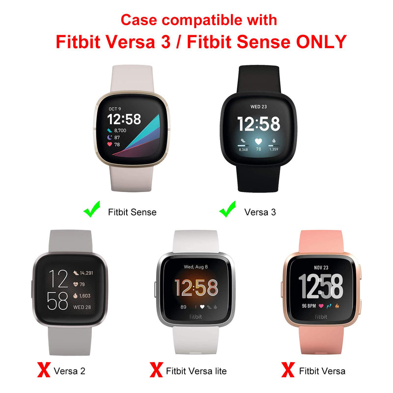 [Australia - AusPower] - [3 Pack] Compatible with Fitbit Sense/Fitbit Versa 3 Screen Protector Case, Soft TPU Full Around Cover for Fitbit Versa 3 / Sense Smartwatch (gray, light gold, clear) gray/light gold/clear 
