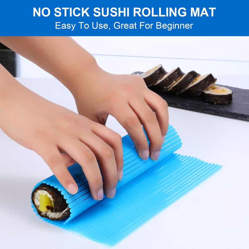 [Australia - AusPower] - 3 Pieces Kitchen Sushi Rolling Mat Non Stick Sushi Making Kit Japanese Plastic Sushi Rolling Maker Homemade for Home Kitchen DIY Sushi Plate Mat 