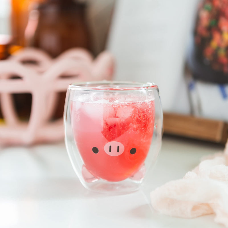 [Australia - AusPower] - Cute Pig Coffee Mug - 3D Animal Double Wall Glass Cup Collection - Use as a Glass Coffee Cup, Tea Cup, Cocktail Cup, or Milk Cup - 12.6oz Cups - Pig Mug (Pig) 