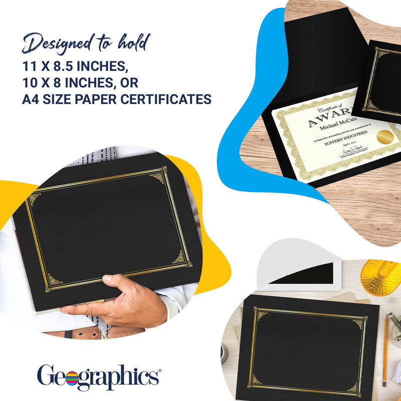 [Australia - AusPower] - Geographics Classic Linen Certificate/Document Covers, 12.5” x 9.75”, Black (6 Pack) Black (6 Pack) 