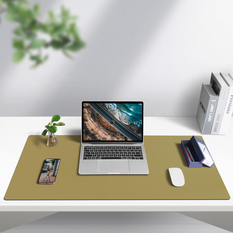 [Australia - AusPower] - Aothia Desk Pad, Multifunctional Dual-Sided Office Desk Mat, Smooth Surface Soft Mouse Pad, Easy Clean Waterproof Pu Leather Desk Cover, Desk Writing Mat for Office/Home (23.6" x 13.7",Khaki+Violet) 23.6" x 13.7" Khaki+light Violet 