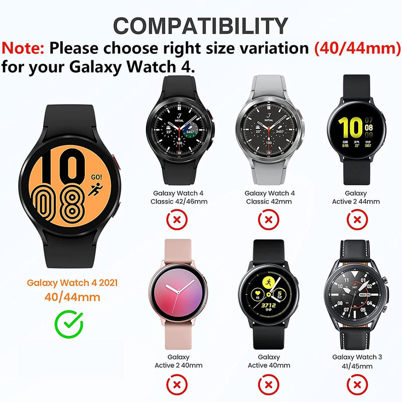 [Australia - AusPower] - [4+4Pack] Tensea for Samsung Galaxy Watch 4 Screen Protector and Case 40mm, Anti-Fog Tempered Glass Protective Film and Hard PC Bumper, Face Cover Set Watch4 (40 mm, Clear/Black/Pink Gold/Rose Gold) Galaxy Watch 4-40mm 