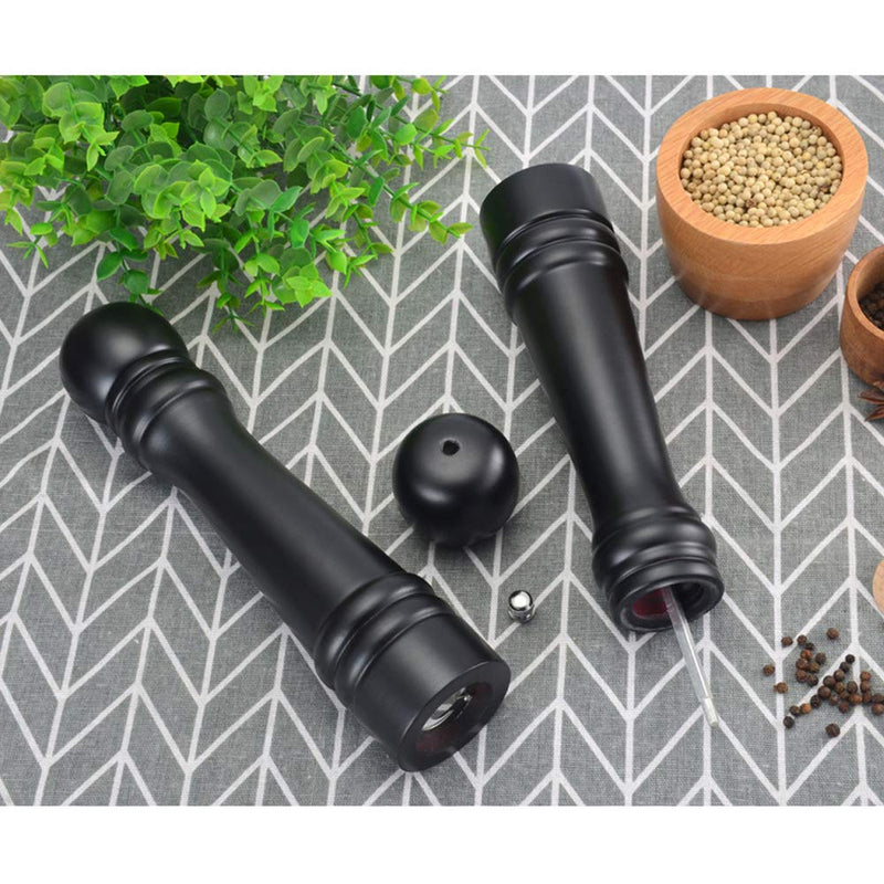 [Australia - AusPower] - Wooden Pepper Grinder or Salt Mill, 11 Inch Peppercorn Grinder with Adjustable Roughness Ceramic Rotor and Easily Refillable, Oak Wood Capstan Sea Salt Mill for Your Kitchen, Black 11 inch - Black 