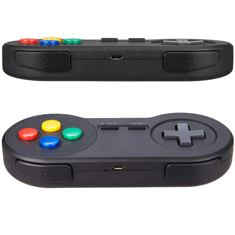 [Australia - AusPower] - (2 Pack) 2.4GHz Wireless USB SNES Style Controller Compatible with Super Retro Games, suily Game pad for Windows PC MAC Linux Raspberry Pi Emulator [Plug & Play] [Rechargeable] (Black) Black 