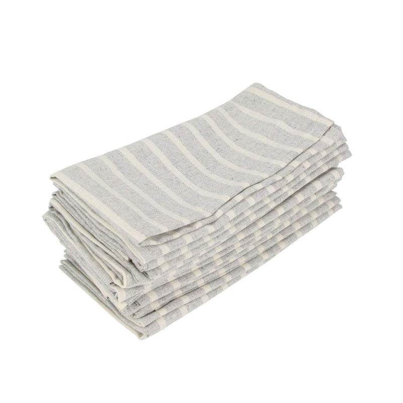 [Australia - AusPower] - INFEI Soft Broad Striped Linen Cotton Dinner Cloth Napkins - Set of 12 (40 x 30 cm) - for Events & Home Use (Grey) Gray 