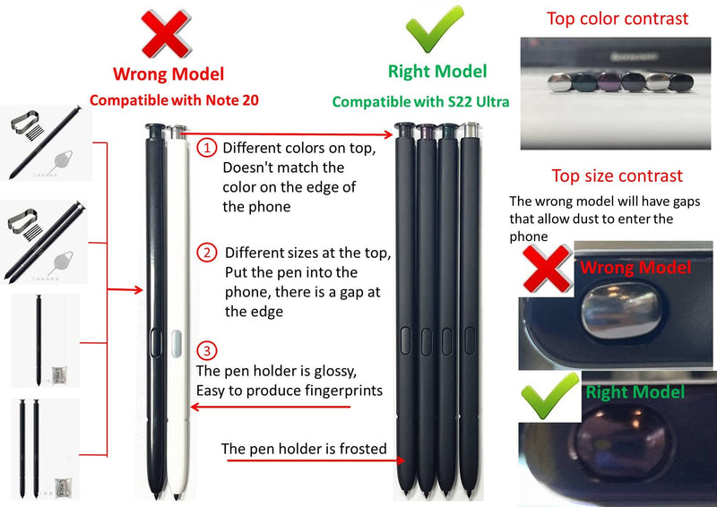 [Australia - AusPower] - S22 Ultra Pen Replacement for Samsung Galaxy S22 Ultra 5G Touch Stylus Pen S Pen + Replacement Tips/Nibs (Phantom White) Phantom White 