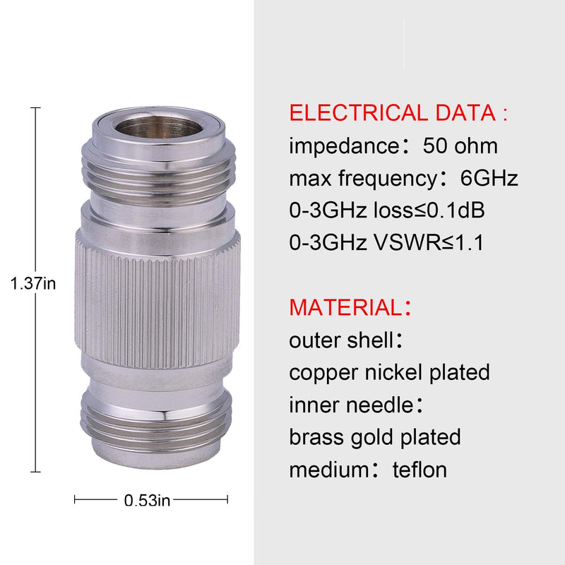 [Australia - AusPower] - XRDS -RF 5PCS N-Female to N-Female Connector RF Coax Cable Adapter Barrel Connectors Double Female Connector Plug (NOT for TV) 