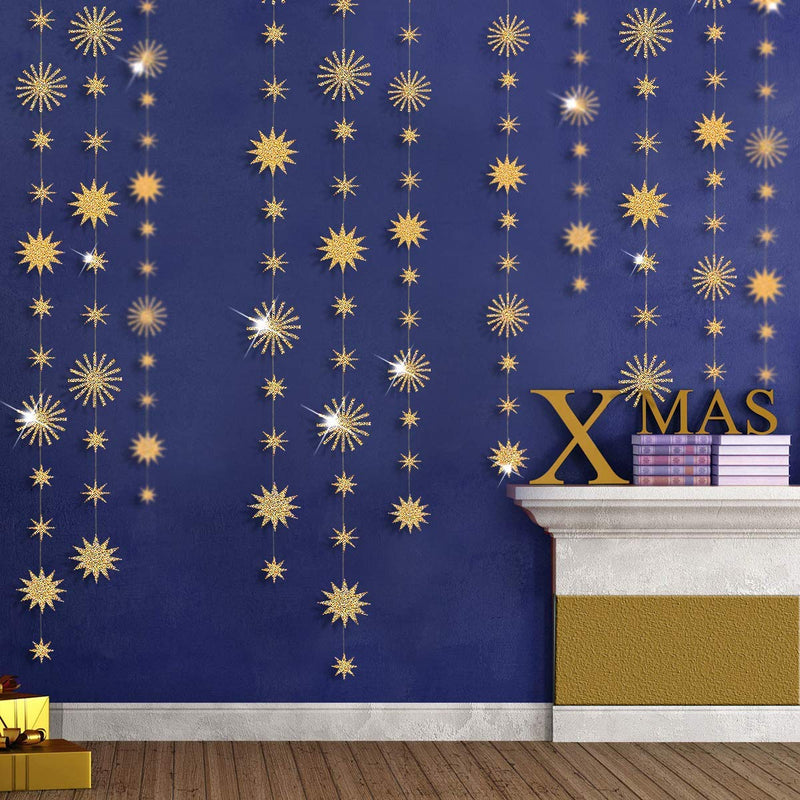 [Australia - AusPower] - pinkblume Gold Star Party Decorations Kit Sparking Twinkle Star Garland Glitter Paper Streamer Banner for Birthday Wedding Bridal Baby Shower Nursery Kids Room Holiday Showcase Decorations Supplies Gold Sparking 
