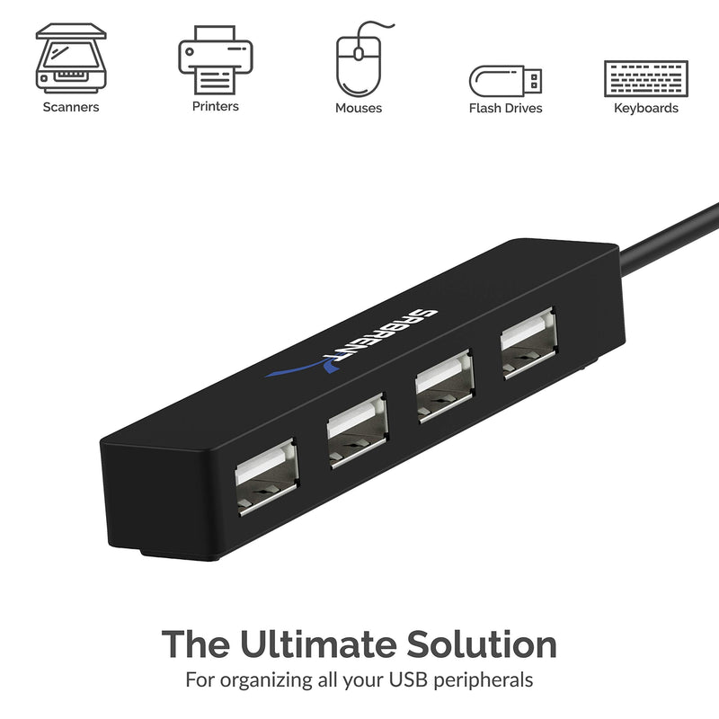 [Australia - AusPower] - SABRENT 4 Port Portable USB 2.0 Hub (9.5" Cable) for Ultra Book, MacBook Air, Windows 8 Tablet PC (HB-MCRM) 4-Port 