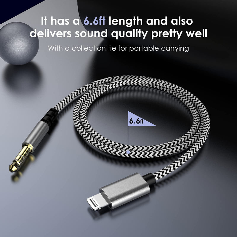 [Australia - AusPower] - MOOU Headphone Aux Adapter Cord 6.6ft for Apple Certified Lightning to 3.5 mm Jack Car Aux Stereo Audio Cable Compatible with iPhone 13/13 Pro/13 Pro Max/12/12 Pro/12 Pro Max/11/11 Pro/X/XR/XS/SE/8P 