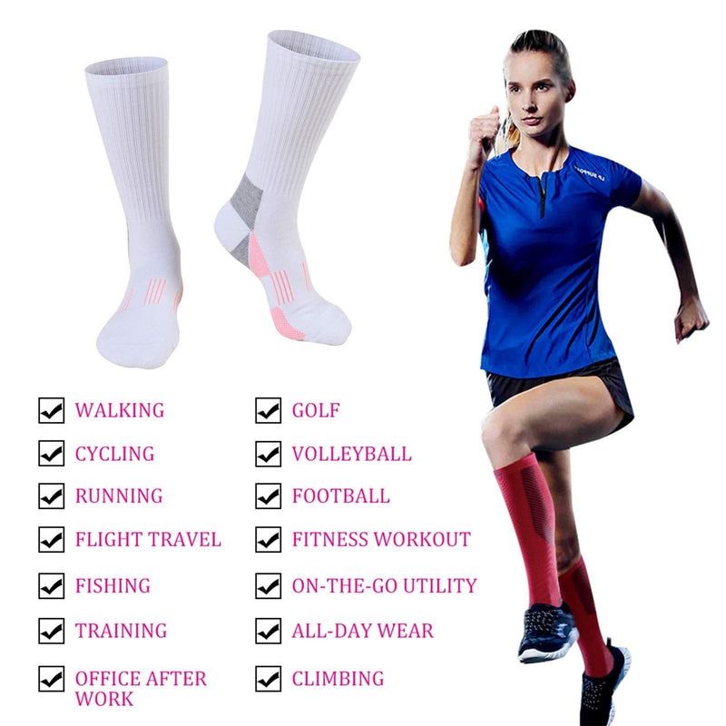[Australia - AusPower] - JOYNÉE Womens-Crew-Athletic-Socks Cushion Running Socks with Moisture Wicking for Sports and Daily Wear 6 Pairs White2 