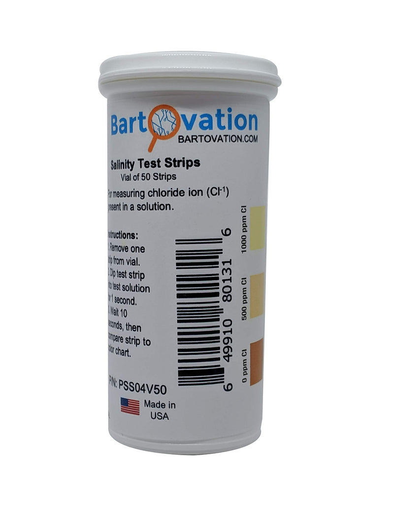 [Australia - AusPower] - Salinity Test Strips, 0-1000 ppm [Vial of 50 Strips] for Chloride Based Salt Solutions 