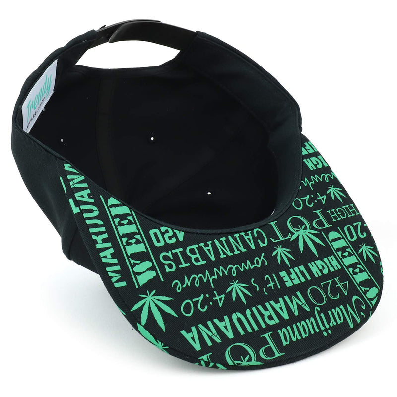[Australia - AusPower] - Trendy Apparel Shop Rasta Marijuana Leaf Weed 3D Embroidered Flat Bill Snapback Cap One Size Black Green 