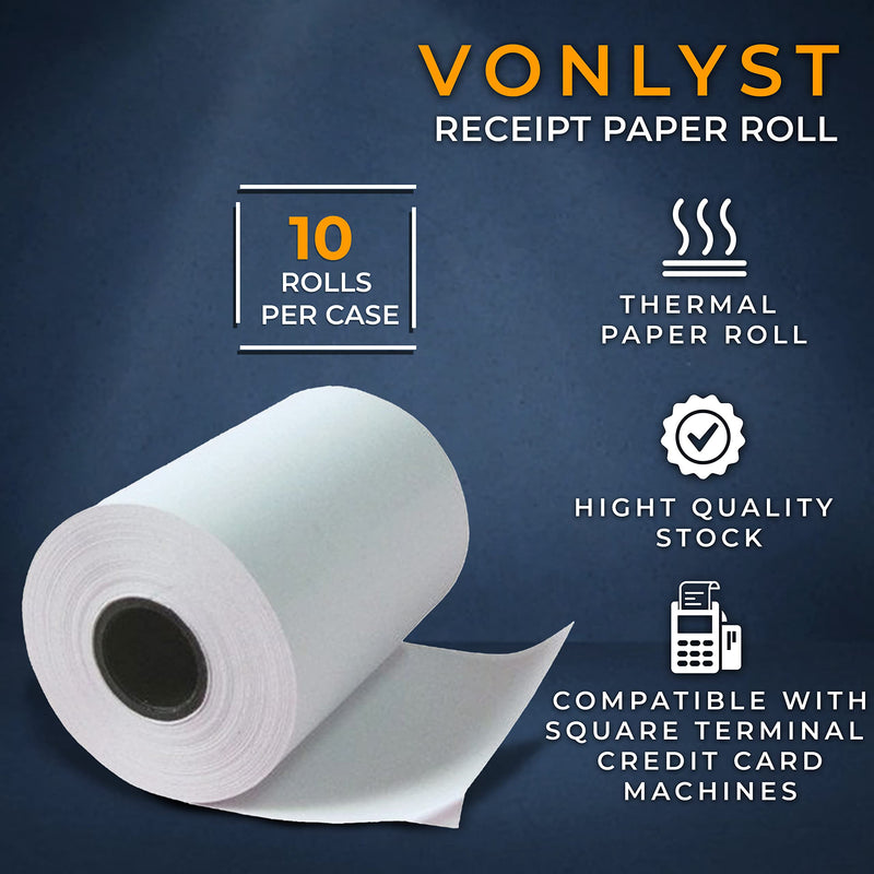 [Australia - AusPower] - Vonlyst Receipt Paper Roll for Square Terminal Credit Card Machine (10 rolls) 10 
