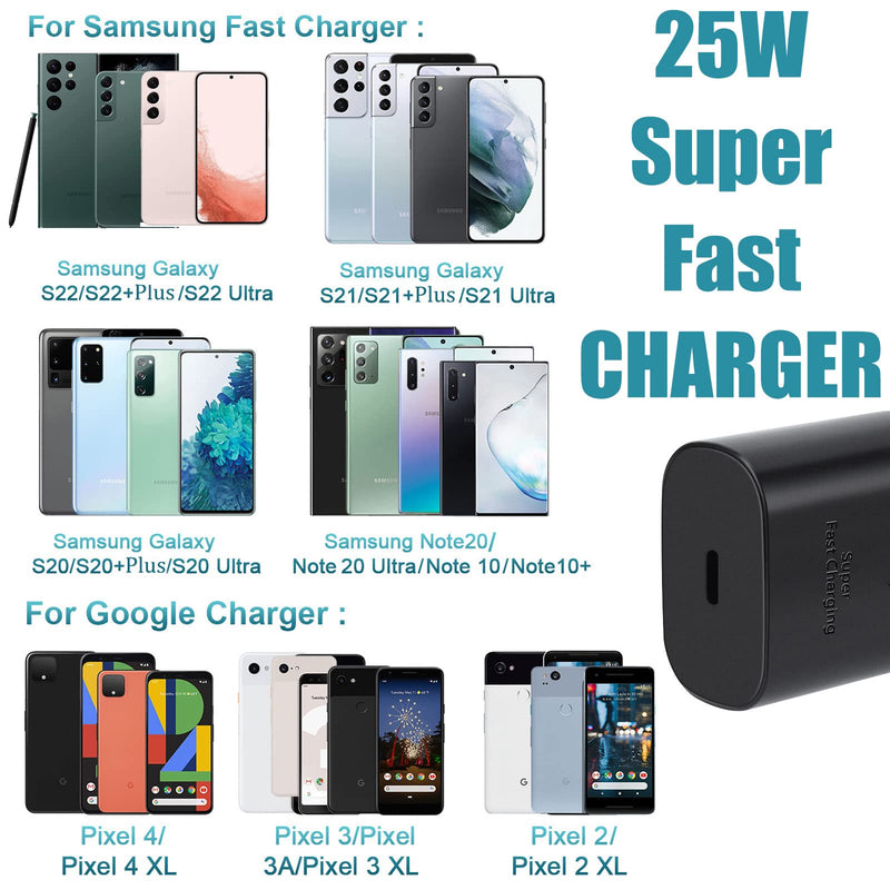 [Australia - AusPower] - Android Phone Charger,25W Type C Charger Fast Charging for Samsung Galaxy S22/S22 Ultra/S22+/S21/S21 Ultra/S21+/S20/S20 Ultra/Note 10 Plus/Note 20 Ultra/S10,USB C Wall Charger Block and 5FT C Cable 25w black 