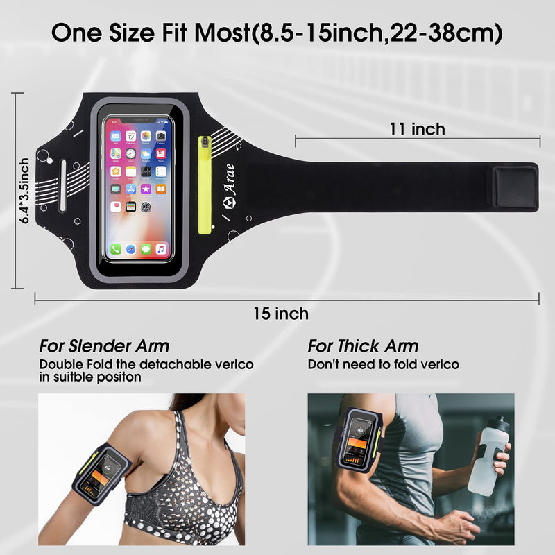 [Australia - AusPower] - Arae Running Armband Universal Cell Phone Holder for iPhone 13 Pro Max/13 Pro/12 /11/XR/XS/X/8, Galaxy S20 FE S21 S22 Ultra Up 6.5 inch Water Resistant Sports Phone Holder with Adjustable Strap 