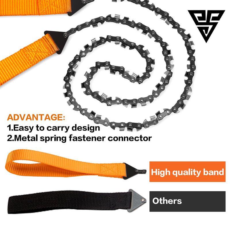 [Australia - AusPower] - Loggers Art Gens 24"-31"Two-sided Teeth Pocket Chain Saw & FREE Fire Starter,3X Faster with Cutting Blade ON Every Link,Best Compact Folding Hand Saw Tool for Survival Gear,Camping,Hunting b.24In Green 