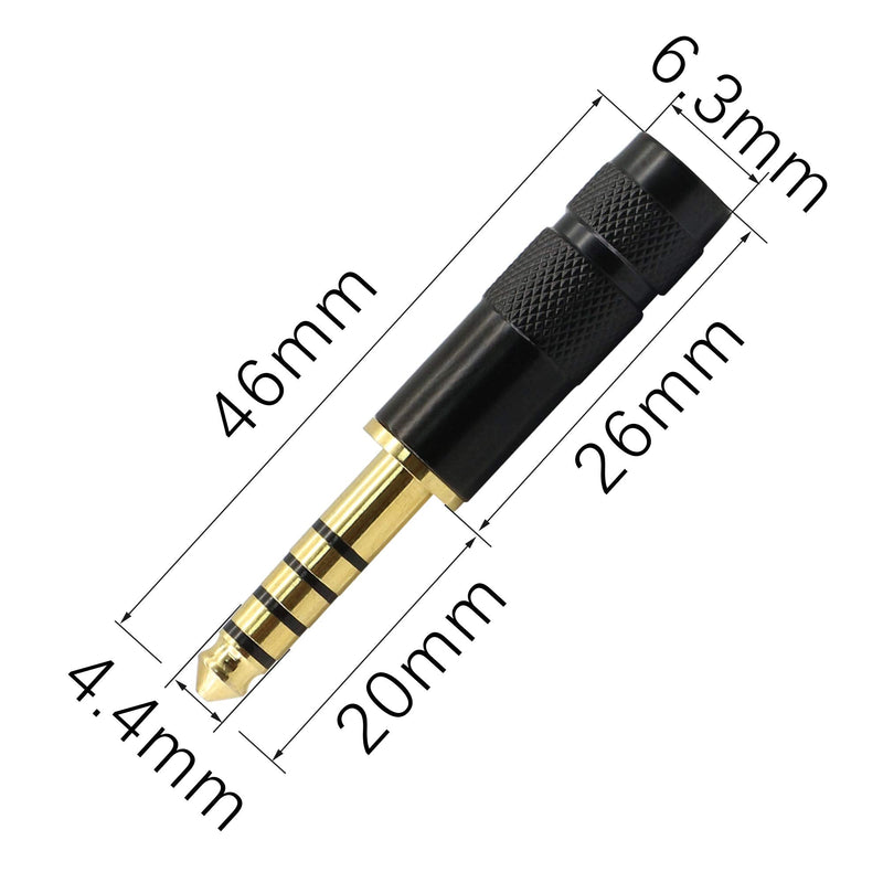 [Australia - AusPower] - PNGKNYOCN 4.4mm 5 Pole Balanced Cable Replacement Plug,4.4mm Solder Type DIY Audio Cable Connector YOUCHENG for Headphones and Amplifiers with 4.4mm Interface(2-Pack) 