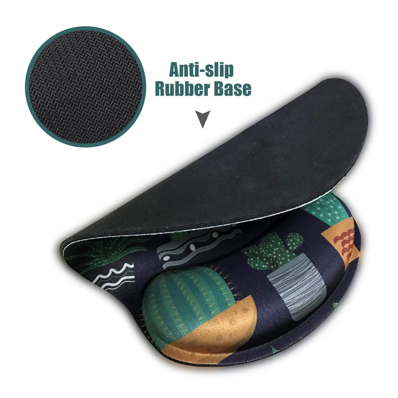 [Australia - AusPower] - Ergonomic Mouse Pad with Wrist Support,Dooke Cute Wrist Pad with Non-Slip Rubber Base for Computer, Laptop, Home Office Gaming, Working, Easy Typing & Pain Relief Cactus Green/Black Cactus 