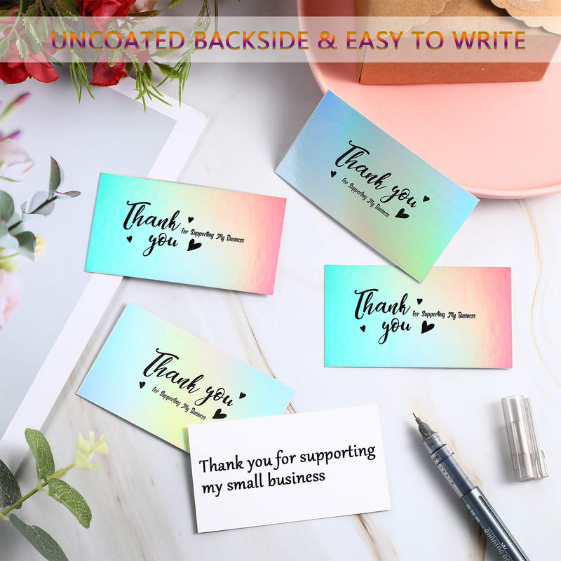 [Australia - AusPower] - Thank You for Supporting My Small Business Card, Holographic Silver Thank You Cards for Small Business Owners E-commerce Retail Store Handmade Goods Customer Package Inserts, 3.5 x 2 Inch (200 Pieces) 200 