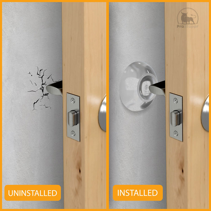 [Australia - AusPower] - Door Stoppers Wall Protector 2” (3 Pack) - Clear Door Bumpers with Strong Adhesive Glue - Shock Absorbent and Discreet Wall Protectors from Door Knobs 