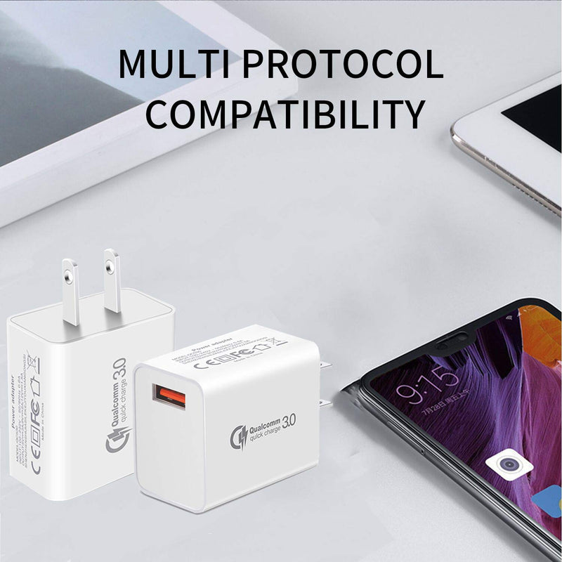 [Australia - AusPower] - USB Wall Charger,18W Quick Charge 3.0 Wall Charger,QC 3.0 Power Adapter Fast Charging Block Compatible Wireless Charger Compatible with Samsung Galaxy S10 S9 S8 Plus S7 S6 Edge Note 9,Kindle (3-Pack) White 