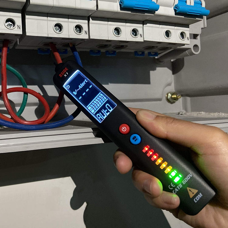 [Australia - AusPower] - BSIDE EBTN LCD Voltage Detector, 3-Line Display Non-Contact AC Voltage Tester Pen, Adjustable Sensitivity, Dual Range 6V-1000V/90V-1000V Electricity Sensor Live Wire Checker with Flashlight 2-IN-1 