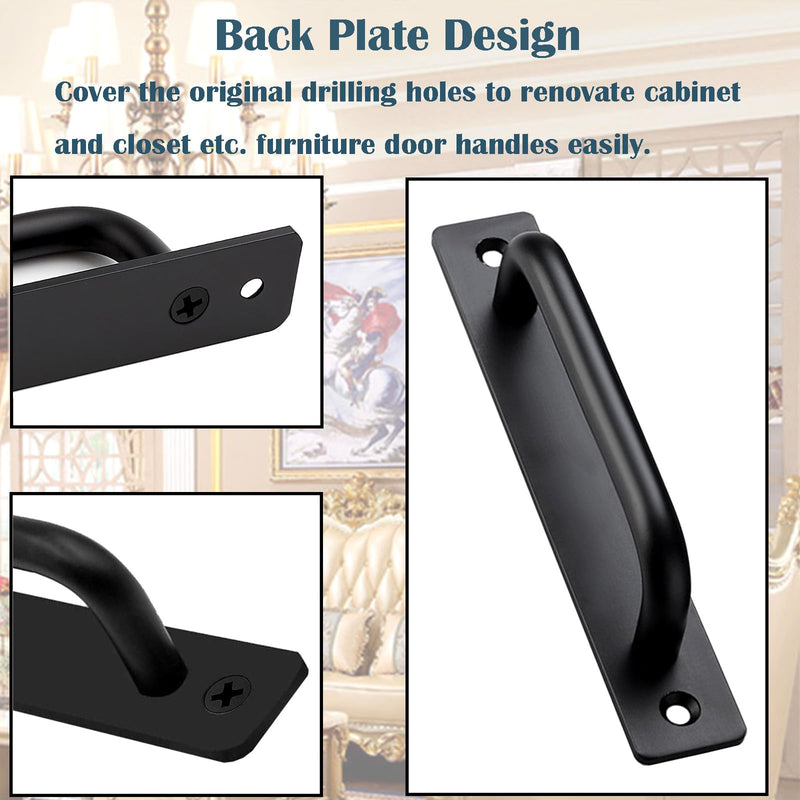 [Australia - AusPower] - WIENOLOA Barn Door Handles 2 Pack, Sliding Door Handle 5 inch Hole Center Black Cabinet Handles Aluminum Alloy Gate Door Pulls with Plate for Sliding Closet Door Hardware Pull Handle(5.83inch) 5.83inch 