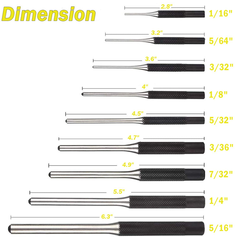 [Australia - AusPower] - Roll Pin Punch Set with Storage Pouch, AOWOSA 12 Piece Steel Removal Tool Kit for Gunsmithing, Automotive, Watch 