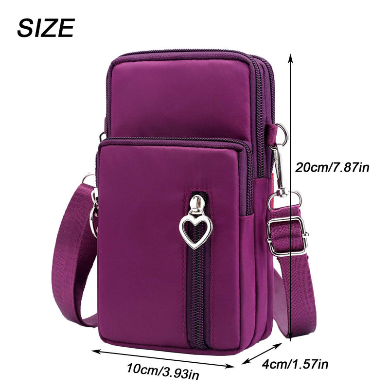 [Australia - AusPower] - Forestfish Nylon Arm Bag Cell Phone Purse Small Crossbody Bag Smartphone Holder for Wmen Girls Purple 