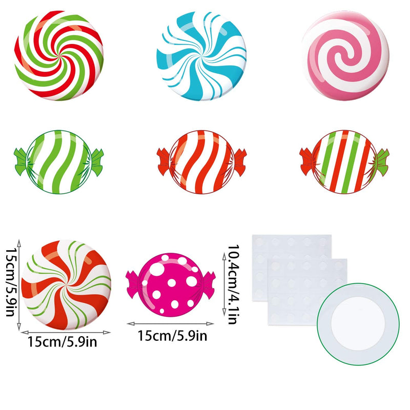 [Australia - AusPower] - Candyland Candy Cutouts Candyland Party Decorations Christmas Colorful Peppermint Candies Cutouts with Glue Point Dots for Bulletin Board Classroom School Christmas Party, 5.9 x 5.9 Inch (40 Pieces) 40 