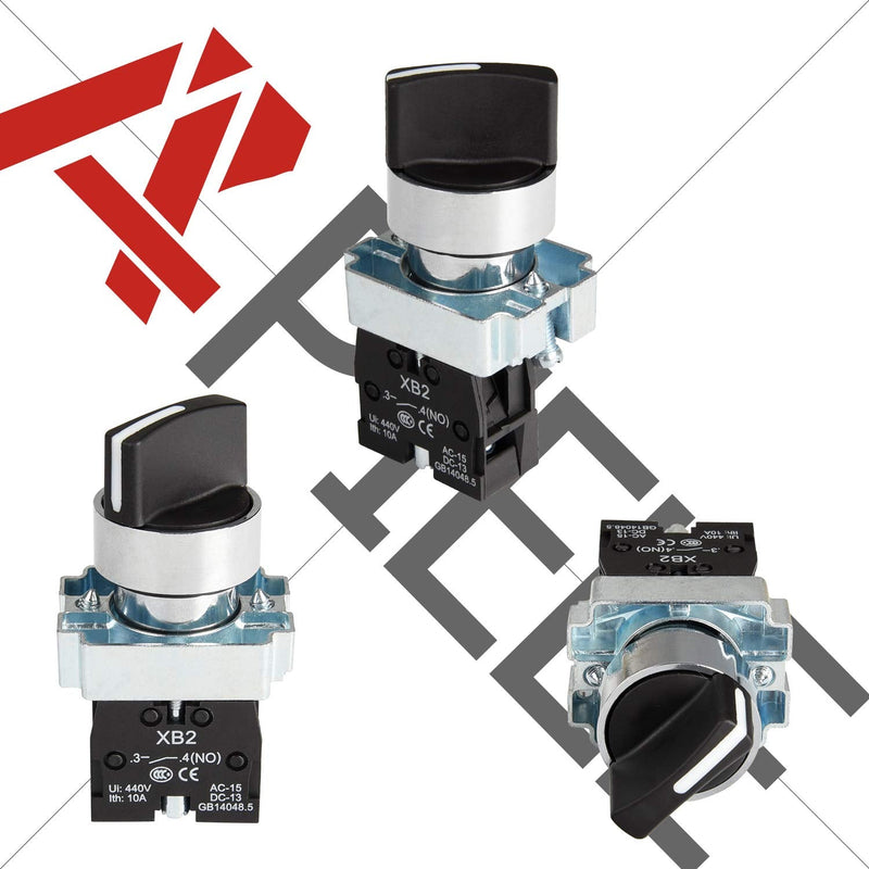 [Australia - AusPower] - APIELE (Pack of 2)22mm 2 Position Selector Switch Maintained 1NO XB2-10X/21 (2 Position Maintained) 2 Position Maintained 