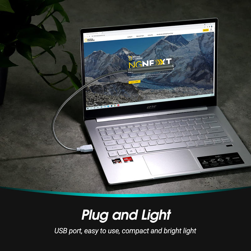 [Australia - AusPower] - USB LED Light - 8 Super Bright LED Reading Lamp - No Batteries Needed - PC & Mac Compatible (ULT05 Silver) 