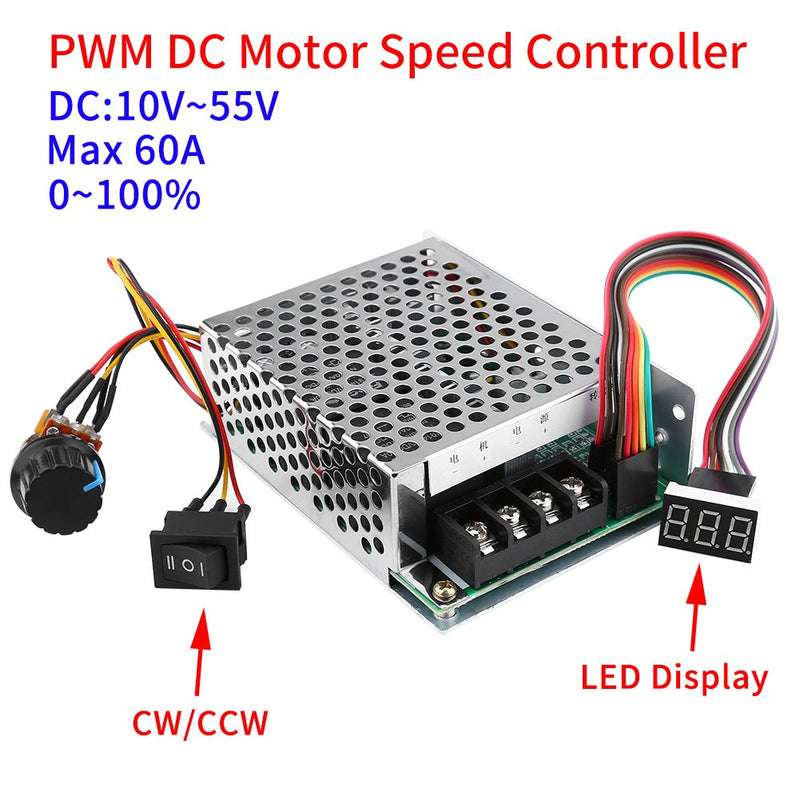 [Australia - AusPower] - DC Motor Speed Controller, DC10V-55V PWM Reversible Motor Controller Switch With Digital Display 