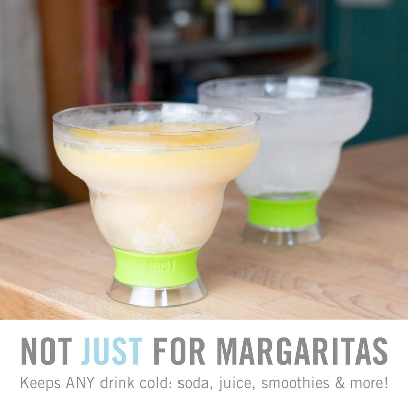 [Australia - AusPower] - Host Freeze Stemless Margarita Glass Insulated Gel Chiller, Plastic Double Wall Frozen Cocktail Cup, Set of 2 Cups, 12 oz, Grey Gray 
