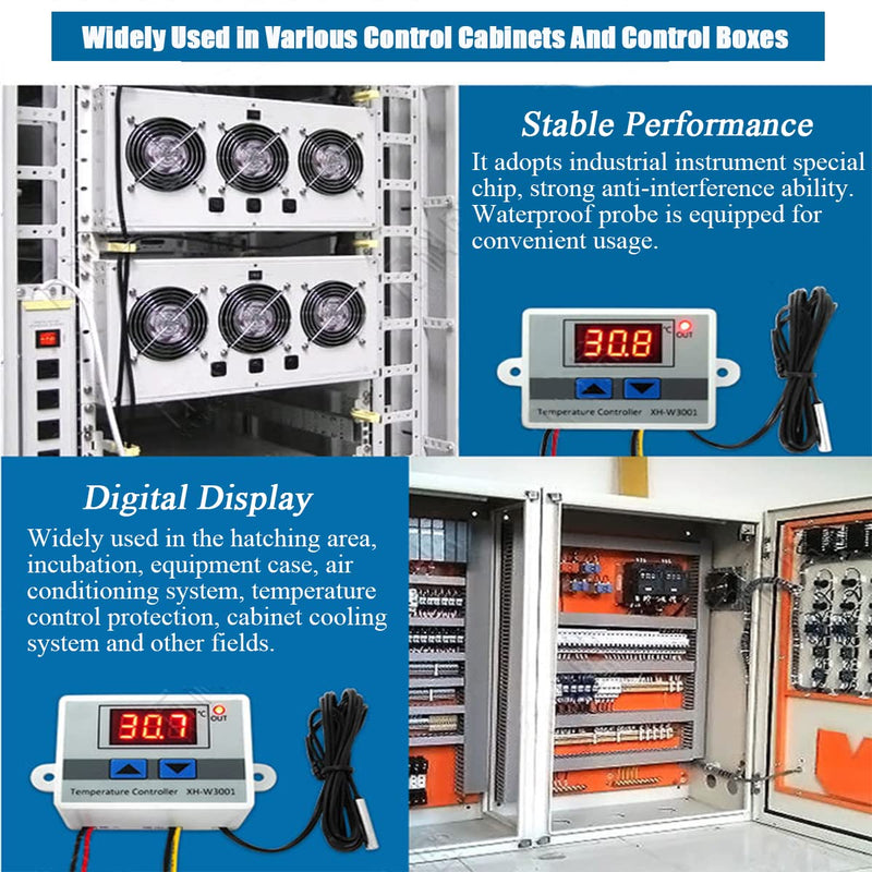 [Australia - AusPower] - Vipxyc Temperature Controller, 12V 120W Anti-Interference with Sensitive Sensor Probe for Temperature Control Protection Thermostat Switch 
