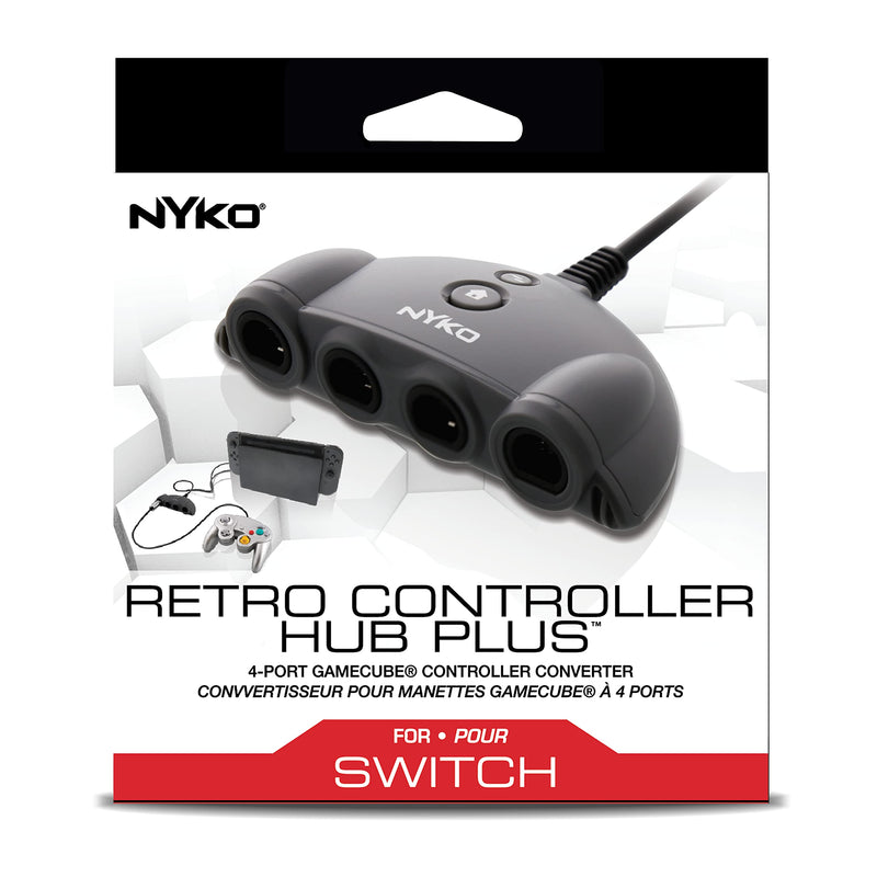 [Australia - AusPower] - Nyko Retro Controller Hub Plus - Gamecube Controller Adapter for Nintendo Switch, Connect up to 4 Controllers with Turbo and Home Button, Compatible with Super Smash Bros 4 Ports Plus 