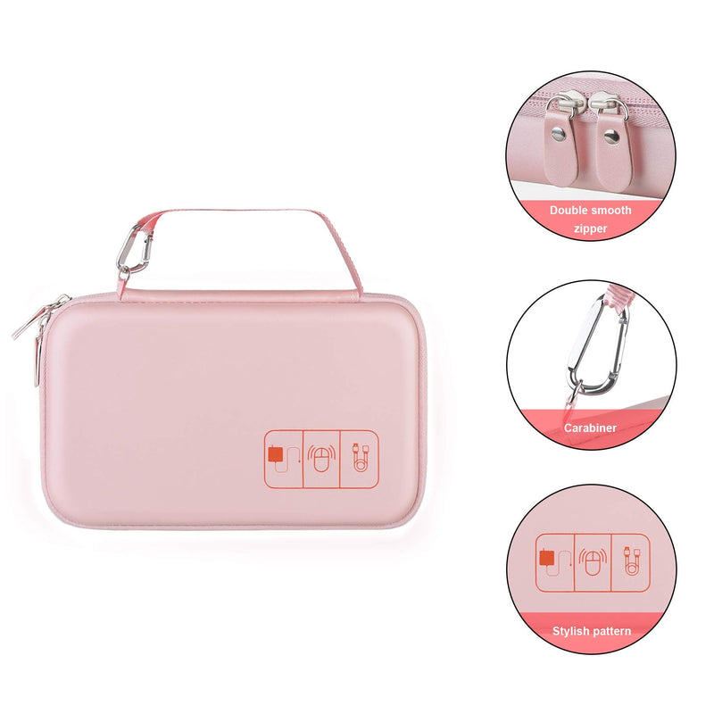 [Australia - AusPower] - Hard Electronic Organizer Travel Case Electronics Accessories Cable Gadget Wire Storage Bag Double Layer Shockproof Box for Charger, Cord, Flash Drive, Apple Pencil, Power Bank, Rose Gold 