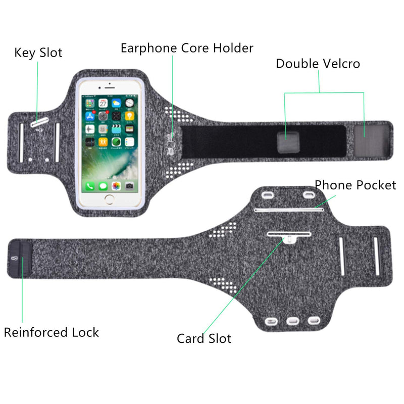 [Australia - AusPower] - Sweatproof Cell Phone Armband Case Running Holder for iPhone 13 Pro Max, 13 Pro, 13, 12 Pro Max, 12 Pro, 12, for Samsung Galaxy A73 5G, A53 5G, A33 5G, S22 5G, S22+ 5G, S22 Ultra 5G, S21 FE 5G Grey 