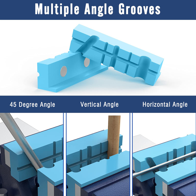 [Australia - AusPower] - Housolution 4 Inch Magnetic Vise Jaw Pads Covers, [2-PACK] Retention Vice Jaw Pads Universal Jaw Covers with Multiple Angle Grooves Design, Vice Soft Jaws for Woodworking, Jewelry Making, Plumbing 4inch 