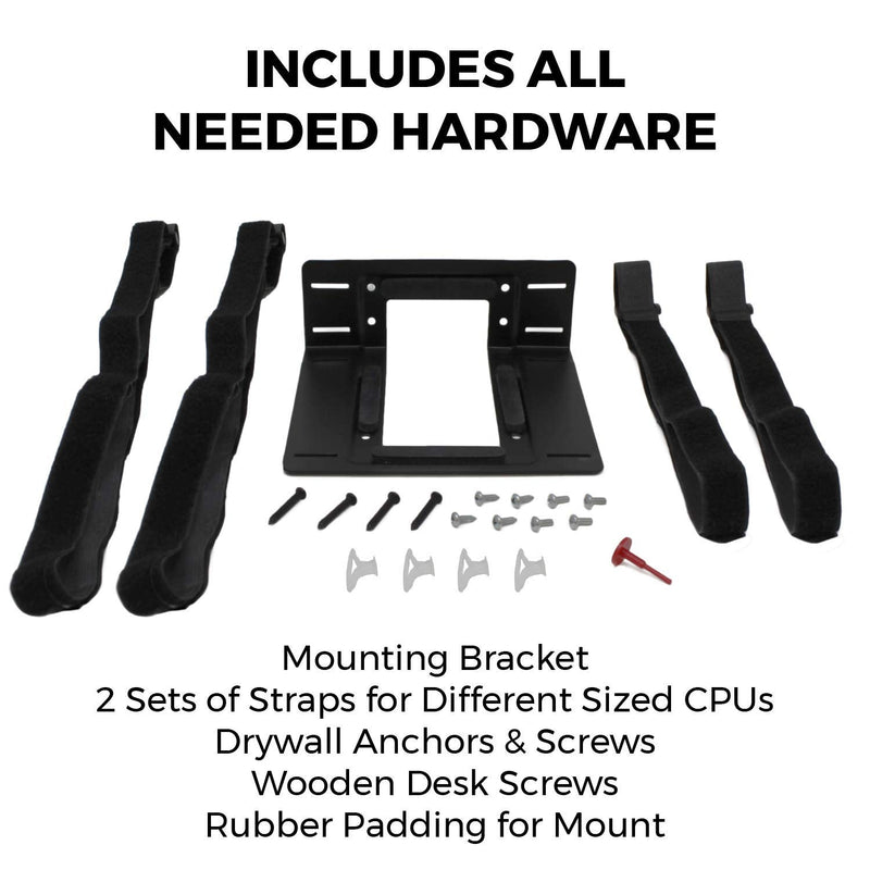 [Australia - AusPower] - HumanCentric SFF Under Desk PC Mount and PC Wall Mount Bracket for Small Form Factor Desktop Tower, UPS Wall Mount Bracket, CPU Holder Under Desk Mount, Adjustable Computer Mount with Straps 