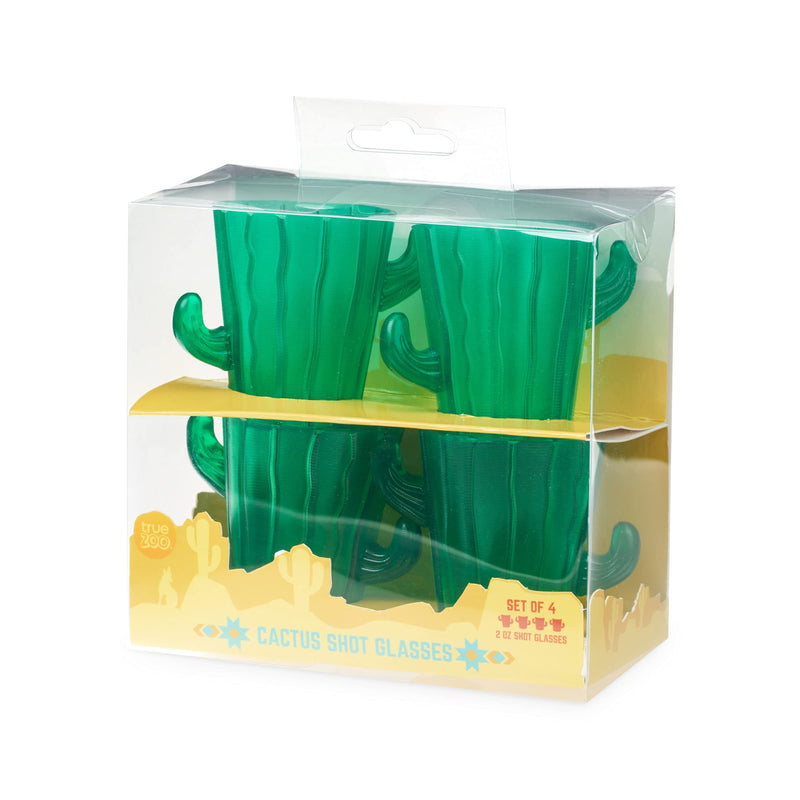 [Australia - AusPower] - True Zoo Cactus Shot Glasses, Holds 2 Ounces, Set of 4, Green, Novelty Succulent Party Shot Glasses for Cinco de Mayo 